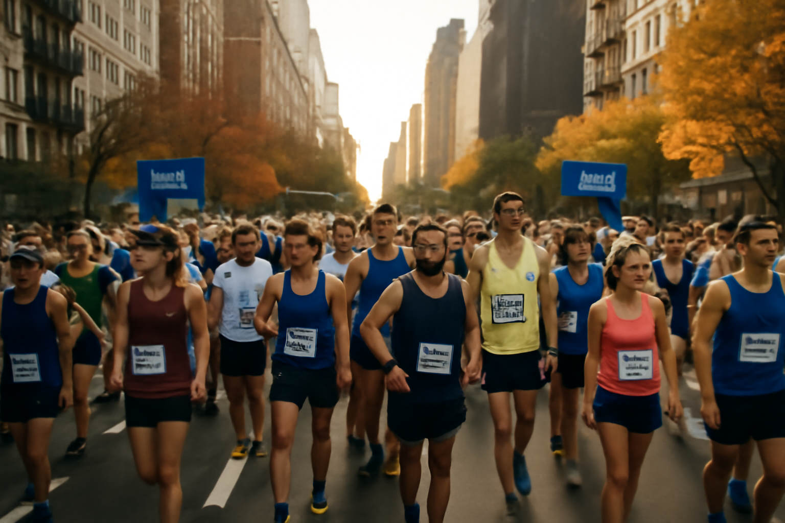 marathon new york 2026 au départ à Manhattan avec coureurs et ambiance urbaine
