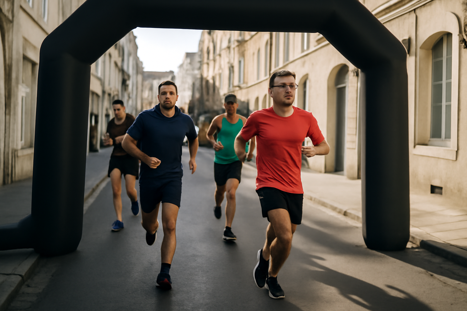 parcours semi marathon la rochelle : coureurs sur le circuit urbain près du centre historique